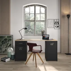 Schreibtisch GAMI "Bristol", schwarz (schwarz, eiche), B:150cm H:73cm T:60cm, Tische, mit Stauraum