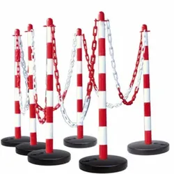 Moravia Kettenständer Set Rundfuß befüllbar rot/weiß 10 m Kette + Verbinder + Haken 6 Stk.