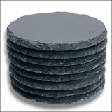 Sir Finley Monkey Schiefer Untersetzer Set - 8 Glasuntersetzer rund - Schieferplatte 10 cm schwarz für Deko, Raclette, Kerzen, Getränke