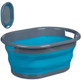 Relaxdays Wäschekorb 21 Liter, blau/grau