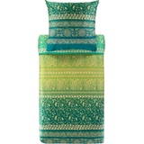 BASSETTI Brenta Bettwäsche + 2 Kissenhüllen aus 100% Baumwollsatin in der Farbe Grün V1, Maße: 200x200 + 2 K 80x80 cm