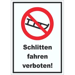 Schlitten fahren verboten Aufkleber A4 (210x297mm)