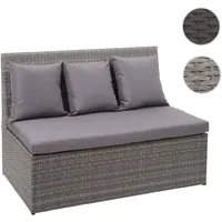 Mendler Poly-Rattan 2er Sofa HWC-G16, Lounge-Gartenbank Sitzbank Sessel, Gastronomie 120cm - grau, Kissen dunkelgrau