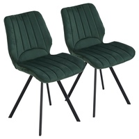 Esszimmerstühle  Küchenstuhl Polsterstuhl Design Stuhl mit Rückenlehne, mit Sitzfläche aus Samt, Gestell aus Metall 2 St. Dunkelgrün