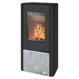 FIREPLACE Kingstone Stahl Schwarz/Abdeckplatte Speckstein