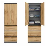 home collective Kleiderschrank 50 x 40 x 180 cm Anthrazit/Eiche
