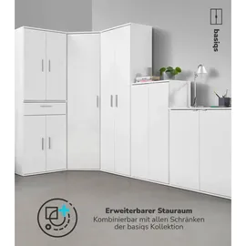mokebo Eckschrank in Weiß Der Lange Schrank Aufbewahrungsschrank oder Mehrzweckschrank