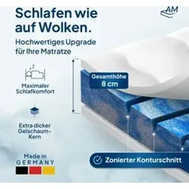 AM Qualitätsmatratzen 7-Zonen Deluxe Gelschaum Topper 80 x 210 cm weiß