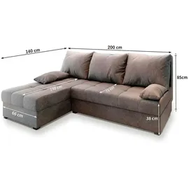masseno Eckcouch Stoff 3-Sitzer Grün