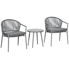 Outsunny Rattan Bistroset 3-tlg. Grau