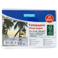 Stylex Fotopapier 10 x 15 cm, 180 g/m2, FSC-zertifiziertes Papier, weiß, 25 Blatt