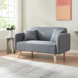 [en.casa] Couch Bouclé 2-Sitzer Grau