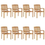vidaXL Stapelbare Gartenstühle mit Kissen 57,5 x 57,5 x 90 cm beige 8 St.