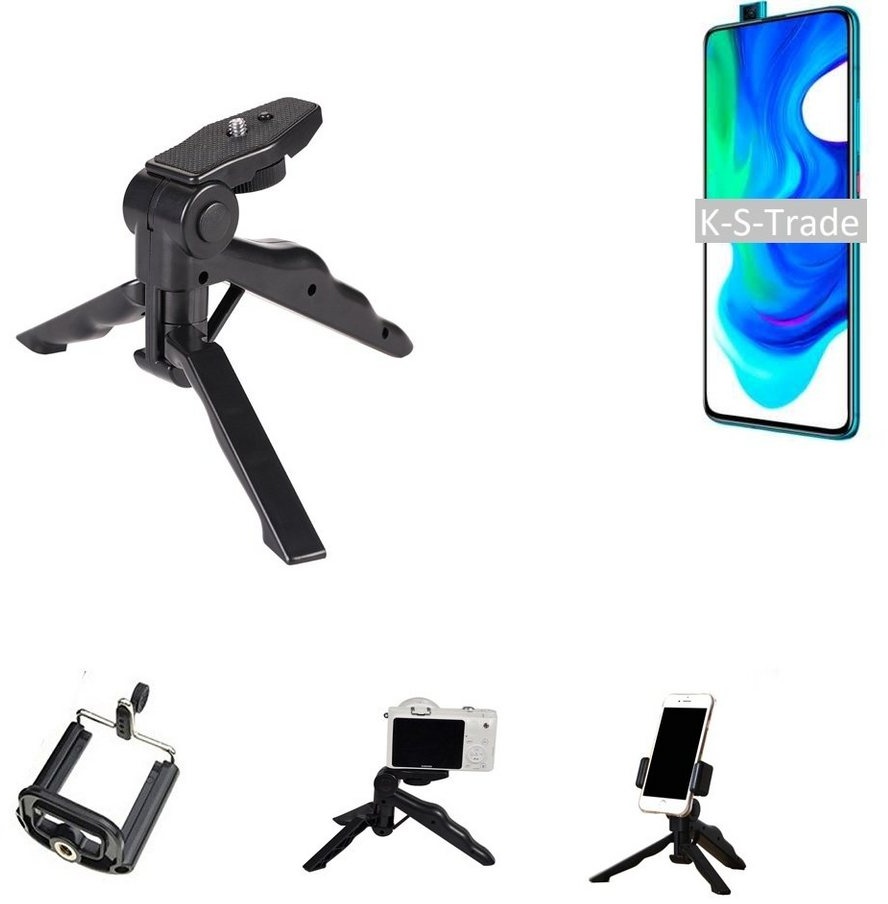 K-S-Trade für Xiaomi Poco F2 Pro Smartphone-Halterung, (Stativ Tisch-Ständer Dreibein Handy-Stativ Ständer Mini-Stativ) schwarz
