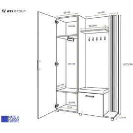 WFL GROUP Linaro Sitzbank 137x207x42 cm Schwarz