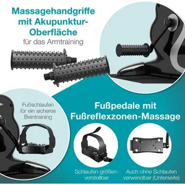 eloneo Bewegungstrainer Arm- und Beintrainer 2in1 mit Motor, Pedaltrainer mit Trainingsdisplay, Massage-Handgriffe Mini-Heimtrainer