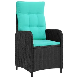 vidaXL Gartenstuhl 1 St.  Schwarz/Türkis  Poly-Rattan  verstellbar