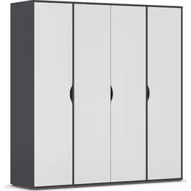 Rauch Drehtürenschrank RAUCH "Kleiderschrank Schrank Garderobe Wäscheschrank NARAI viel Stauraum", grau (graumetallic, alpinweiß), B:187cm H:194cm T:53cm, Holzwerkstoff, Schränke, Drehtürenschrank, Griffausfräsungen für eine grifflose Optik TOPSELLER MADE IN