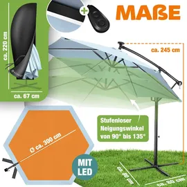 Kesser Ampelschirm LED Solar Ø 350 cm Hellblau