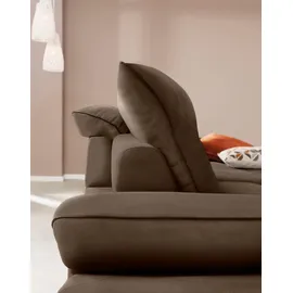 W.Schillig Ecksofa "enjoy&MORE, mit tollem Sitzkomfort, elegant und bequem, L-Form", braun (mocca s37), B:294cm H:87cm T:185cm, Chenille-Flachgewebe R66 (85% Polyester, 15% Nylon);Longlife Xtra-Leder Z59: Glattleder mit modischer Prägung.