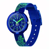 Flik Flak Cyberozaurus 32 mm Kunststoffgehäuse Blau Silikonarmband Blau