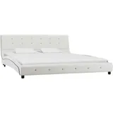 vidaXL Bett mit Memory-Schaum-Matratze Weiß Kunstleder 160x200cm