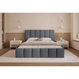 Selsey Polsterbett 140x200 cm, mit Bettkasten und Lattenrost, dunkelgrau -