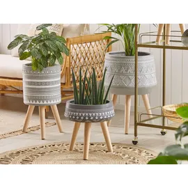 Beliani Runder Blumenbehälter Ø 25 x 55 cm Hellgrau