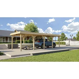 Weka Leimholz-Flachdach-Carport 615 Gr.2 3,37 x 8,32 m beige