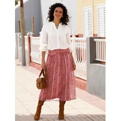 Hemdbluse INSPIRATIONEN, Damen, Gr. 44, beige (champagner), 100% Baumwolle, unifarben, V-Ausschnitt, Langarm, Blusen