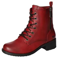 Mustang Schnürstiefelette, Schnürboots, Blockabsatz, mit praktischem Innenreißverschluss Gr. 43, rot , 83822661-43