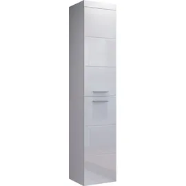 WELLTIME Hängeschrank "Dormoletto", weiß (weiß melamin, weiß hochglanz tiefzieh), B:35cm H:170cm T:33cm, FSC-zertifizierter Holzwerkstoff, Schränke, Hängeschrank, Hänge-Hochschrank in Weiß Hochglanz mit waagerechter Fräsung