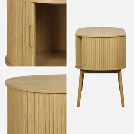 sweeek - Ovales Büro im Holzlook mit zwei Aufbewahrungsmöglichkeiten, L 120cm - Natur - Braun