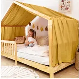 lilimaus Hausbett Himmel [in 12 Farben] Betthimmel Hausbett aus 100% Baumwolle Musselin - Stoffhimmel für Hausbett Deko Mädchen & Jungen - Himmel für Hausbett Kinder - Bett Vorhang Kinderbett