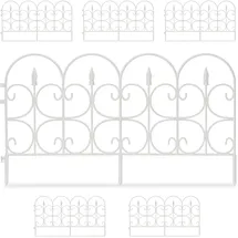 Relaxdays Beetzaun aus wetterfestem Kunststoff, 30cm hoch, schöner Dekozaun, mit Erdspießen, 6-teiliges Set, 4m, weiß