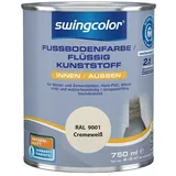 swingcolor 2in1 Flüssigkunststoff / Fußbodenfarbe RAL 9001 6151.D750.9001 (Cremeweiß, 750 ml, Seidenmatt)