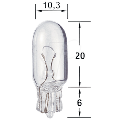 L 2501 - Glassockellampe, W2,1x9,5d, T10, 6 - 7 V, 2,0 W, weiß
