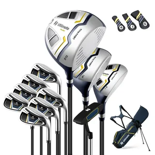 COSTWAY Komplett Golfschläger Set Herren, 15 teilges Golf Set Rechtshänder mit Golftasche & Regenhaube, Golfschlägersätze mit Driver, #3 Fairway-Holz, Hybrid, Eisen & Putter (Gelb)