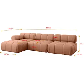 altdecor Ecksofa Samt L-Form 2-Sitzer Apricot