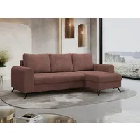 MKS MÖBEL Ecksofa HUGO, Set, Bonellfedern, Schwarze Metallbeine, T30-Schaum, Bettkasten, Modern Ecksofa, L-Form Couch - Bettsofa, mit Bettfunktion, lose Kissen rosa