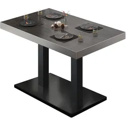 BM | Bistrotisch | B:T:H 130 x 80 x 77 cm | Wenge / Schwarz | Rechteckig | Edelstahl Rand