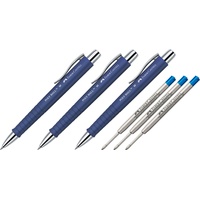 Faber-Castell Kugelschreiber Poly Ball, blau (3 Stück + Ersatzmine)