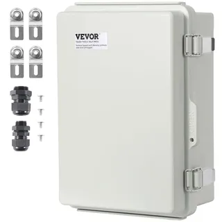 Vevor Elektrischer Anschlusskasten für den Außenbereich, 300 x 200 x 180 mm Elektrogehäuse aus ABS-Kunststoff mit Klappdeckel, Edelstahlriegel, IP67, für elektrische Projekte im Außenbereich