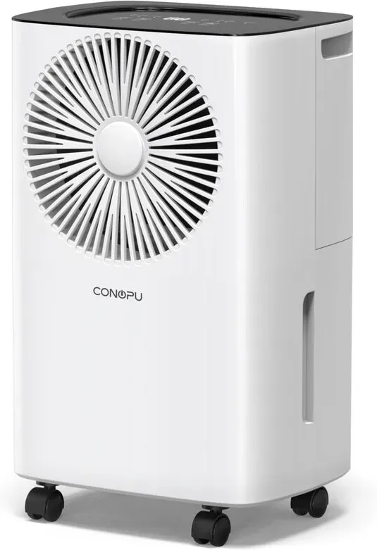 CONOPU CSD08 Luftentfeuchter, 12 L/Tag, automatische Luftfeuchtigkeitssteuerung, 24-Stunden-Timer, Kleider-Trockenmodus, energieeffizient, ideal für Wohnungen, Kellere und Wäschezimmer