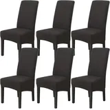 6er-Set Stuhlhussen für Esszimmerstühle (Schwarz), Stretch-Stuhlhussen, universelle große Stuhlhussen, waschbar, pflegeleicht, für Esszimmer,