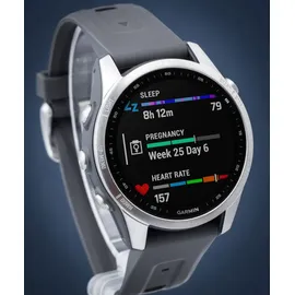 Garmin fenix 7S Standard silber mit graphitfarbenem Armband