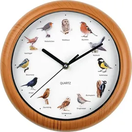 EasyMaxx Wanduhr 25,00 cm 12 Singvogelgesang beige/braun/weiß