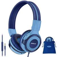 SIMOLIO Kopfhörer für Kinder im Schulalter, kabelgebundene Headsets mit Mikrofon, Lautstärkeregler, Freigabe, verstellbar und langlebig, verwicklungsfrei, faltbar, Stereo-Kopfhörer für Jungen, Tablet,