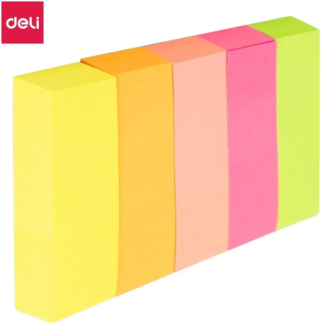 Deli EA11402 Selbstklebendes Etikett 100 Blätter Pink, Orange, Gelb, Rot, Grün