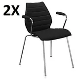 Kartell Maui Soft Set 2 Stühle Sessel Schwarz Stoff Mit Armlehnen Neu 2893/BB